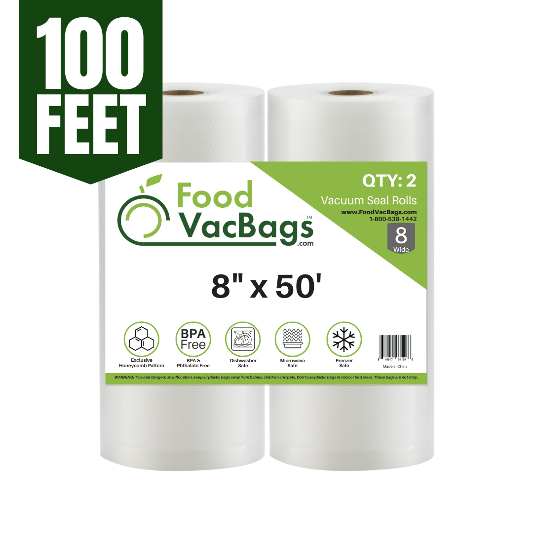 8" X 50' Vacuum Seal Rolls - 2 count